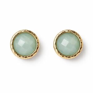 NWT LC Lauren Conrad Mint Green Stone Stud Earrings Gold Tone Round
